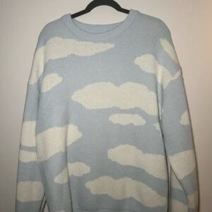Sky Blue and White Cloud Pattern Sweater